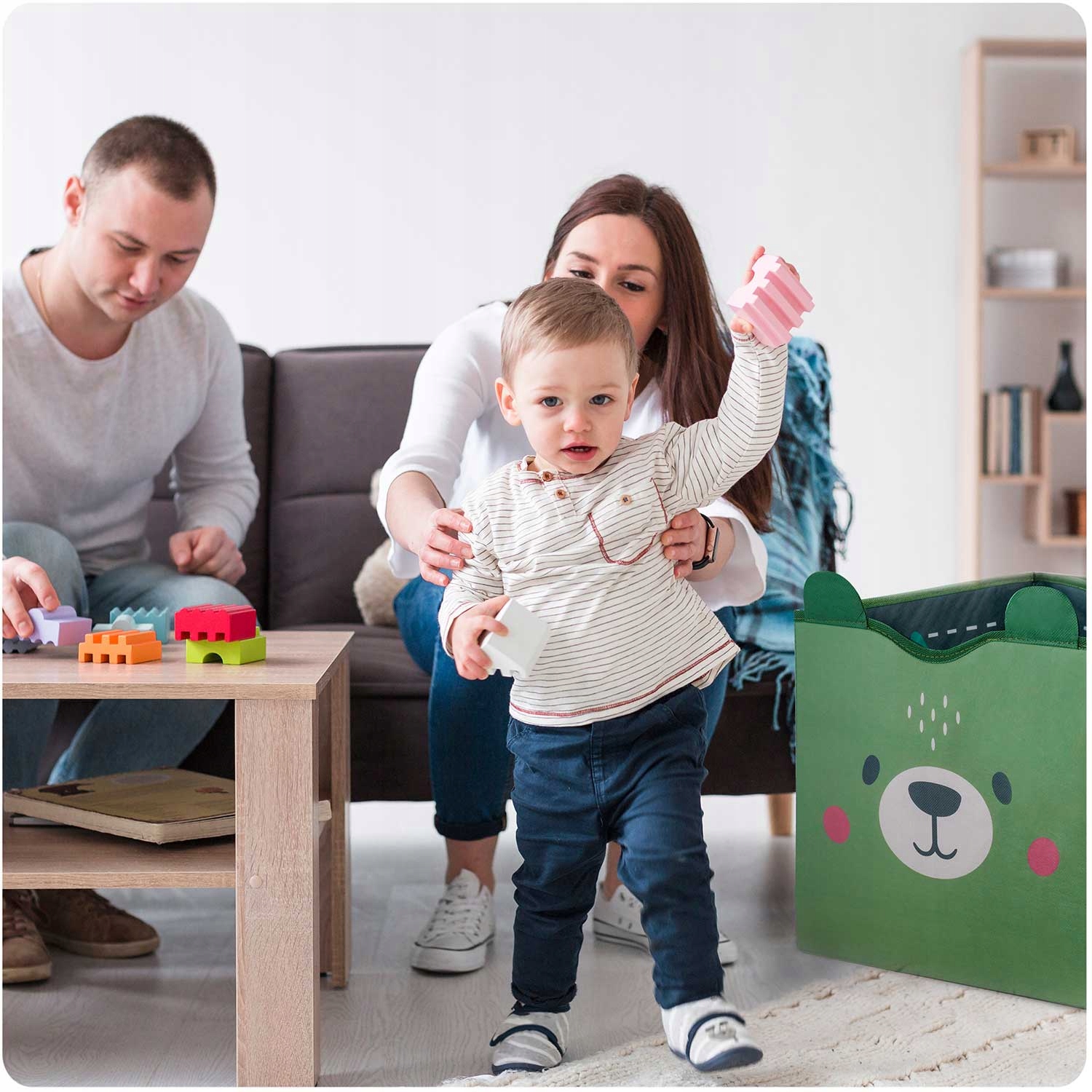 POSODA ZA IGRAČE IN PODLOGO NUKIDO ZELENA FUNKCIONALNA REŠITEV Material tkanina