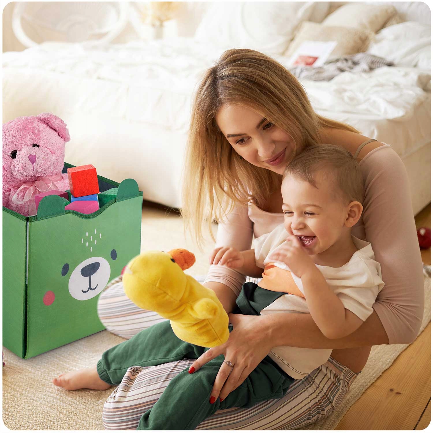 POSODA ZA IGRAČE IN PODLOGA NUKIDO ZELENA FUNKCIONALNA REŠITEV Spol fantje deklice