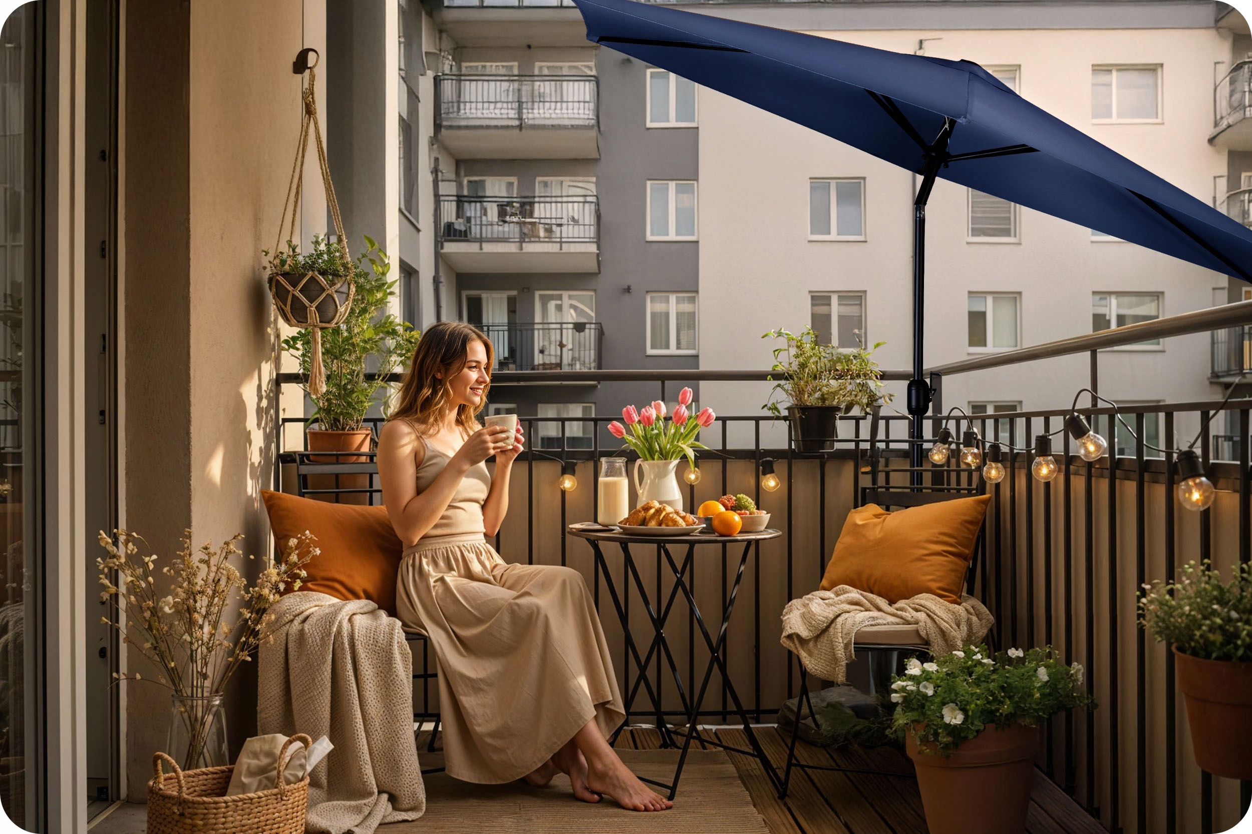 Zložljiv vrtni senčnik 6 segmentov 300 cm s prevleko Plonos PL-884 Koda proizvajalca 488401