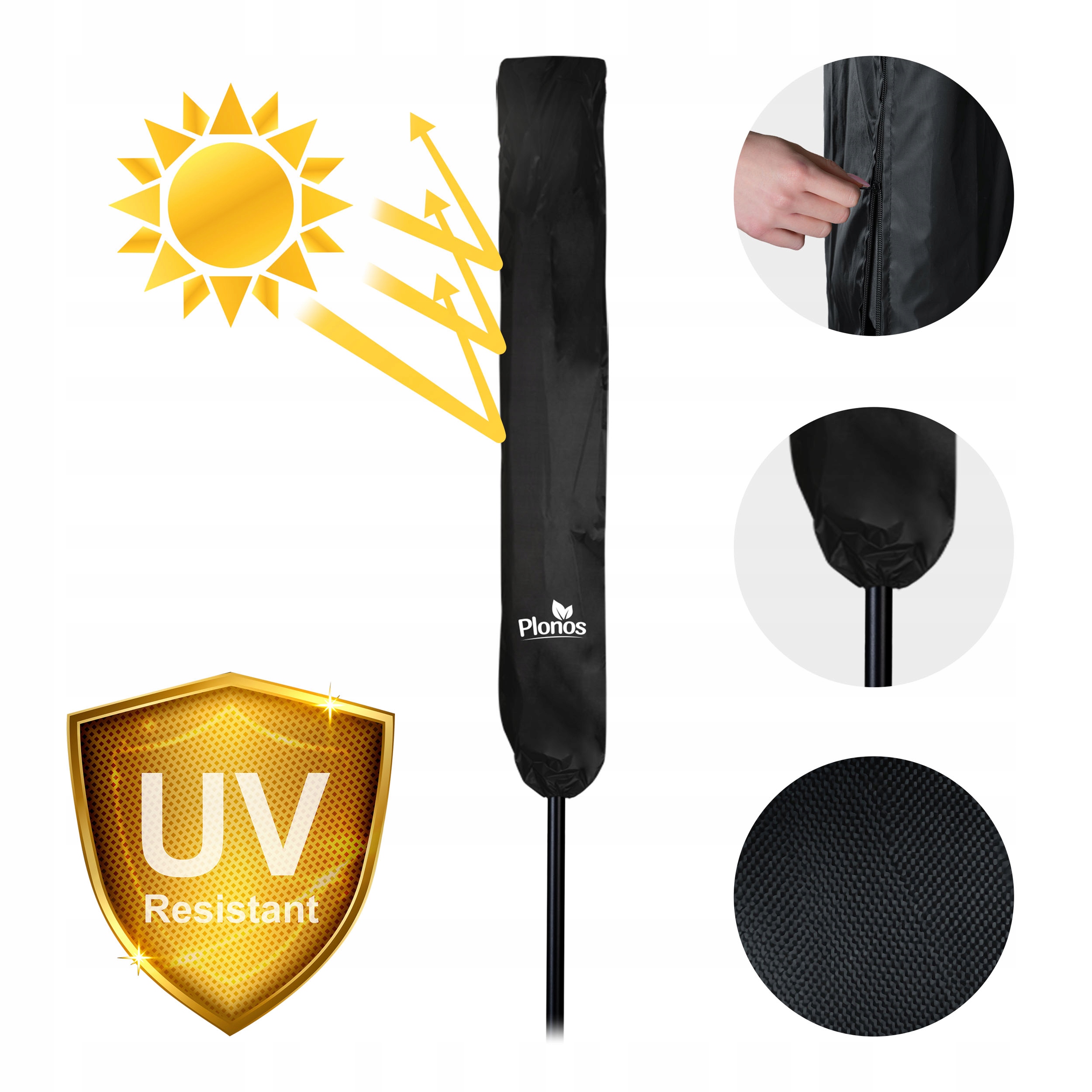 Zložljivi vrtni senčnik 6 segmentov 300 cm s prevleko Plonos PL-884 Premer/širina 300 cm