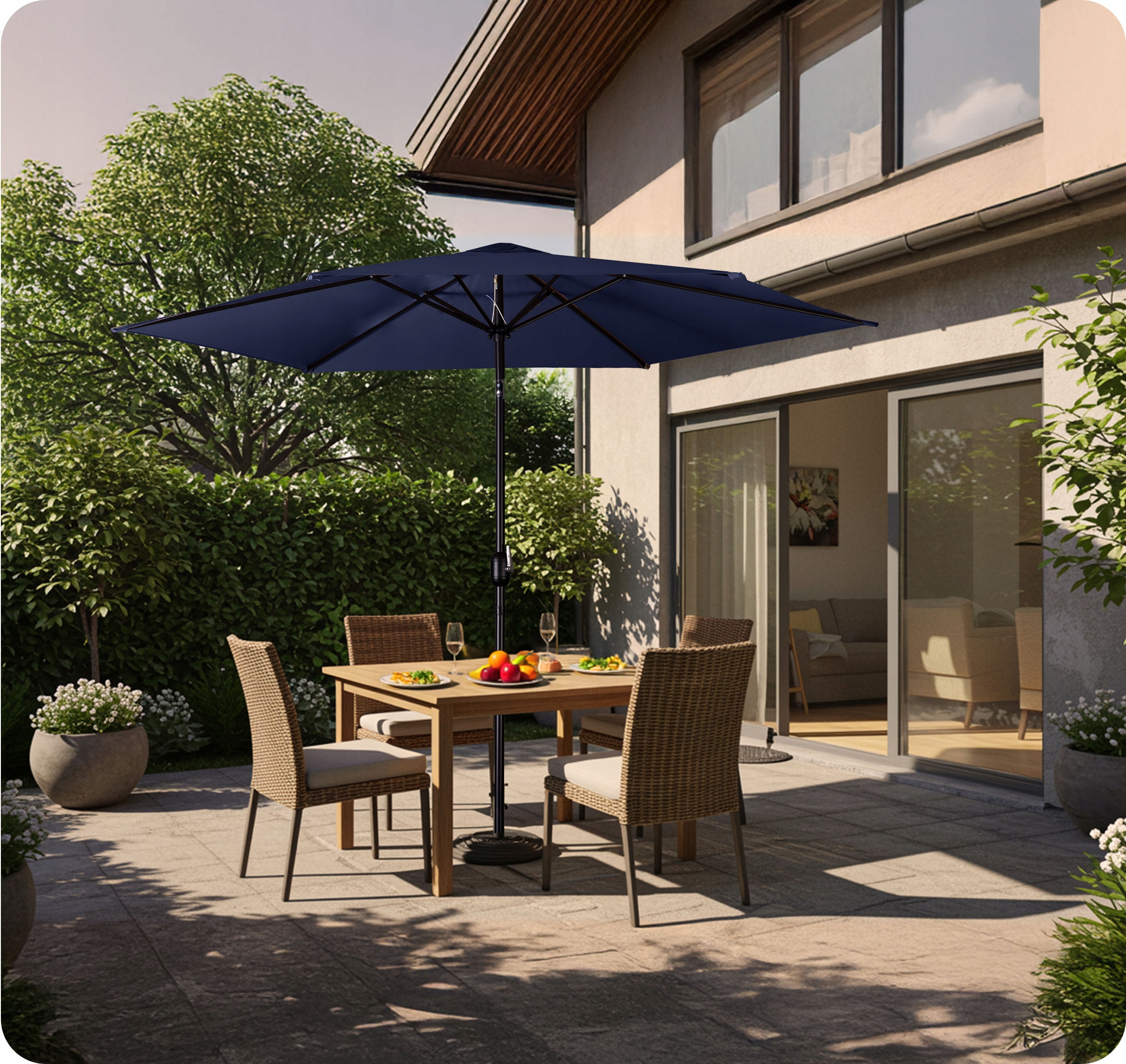 Zložljivi vrtni senčnik 6 segmentov 300 cm s prevleko Plonos PL-884 Višina izdelka 240 cm