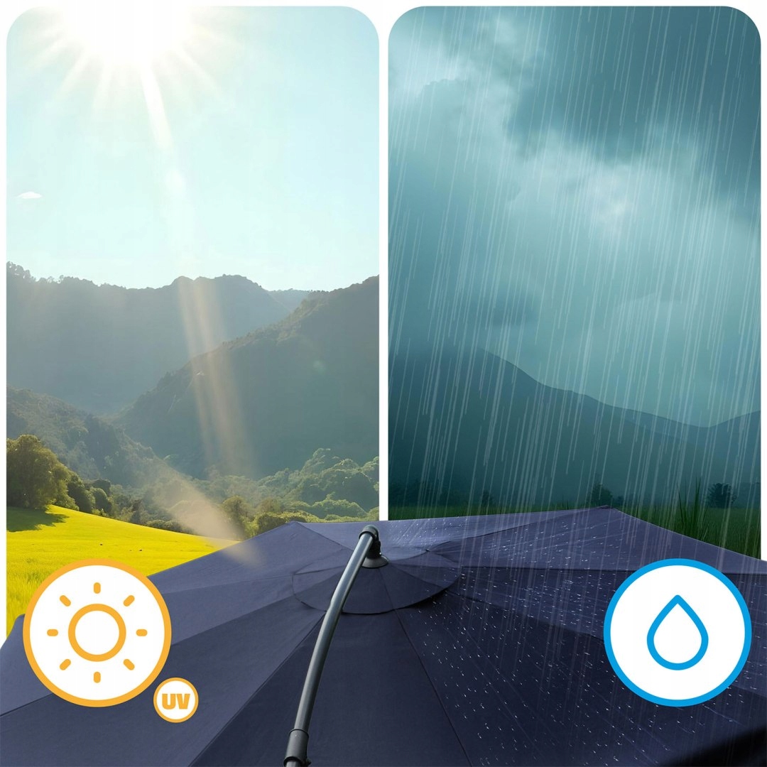 Zložljiv vrtni senčnik 8 segmentov 350 cm s prevleko Plonos PL-881 temno moder