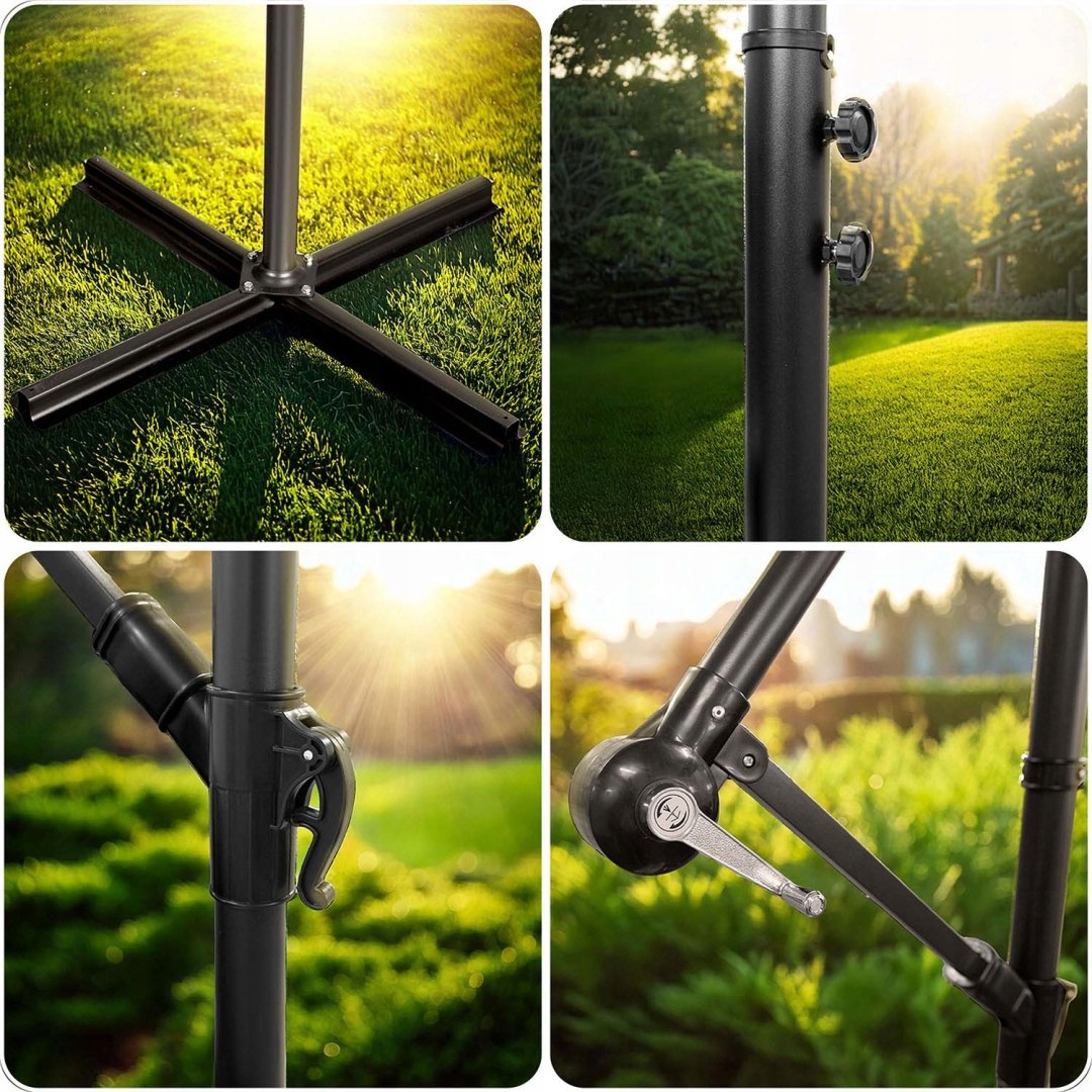 Zložljivi vrtni senčnik 8 segmentov 350 cm s prevleko Plonos PL-881 Višina izdelka 250 cm