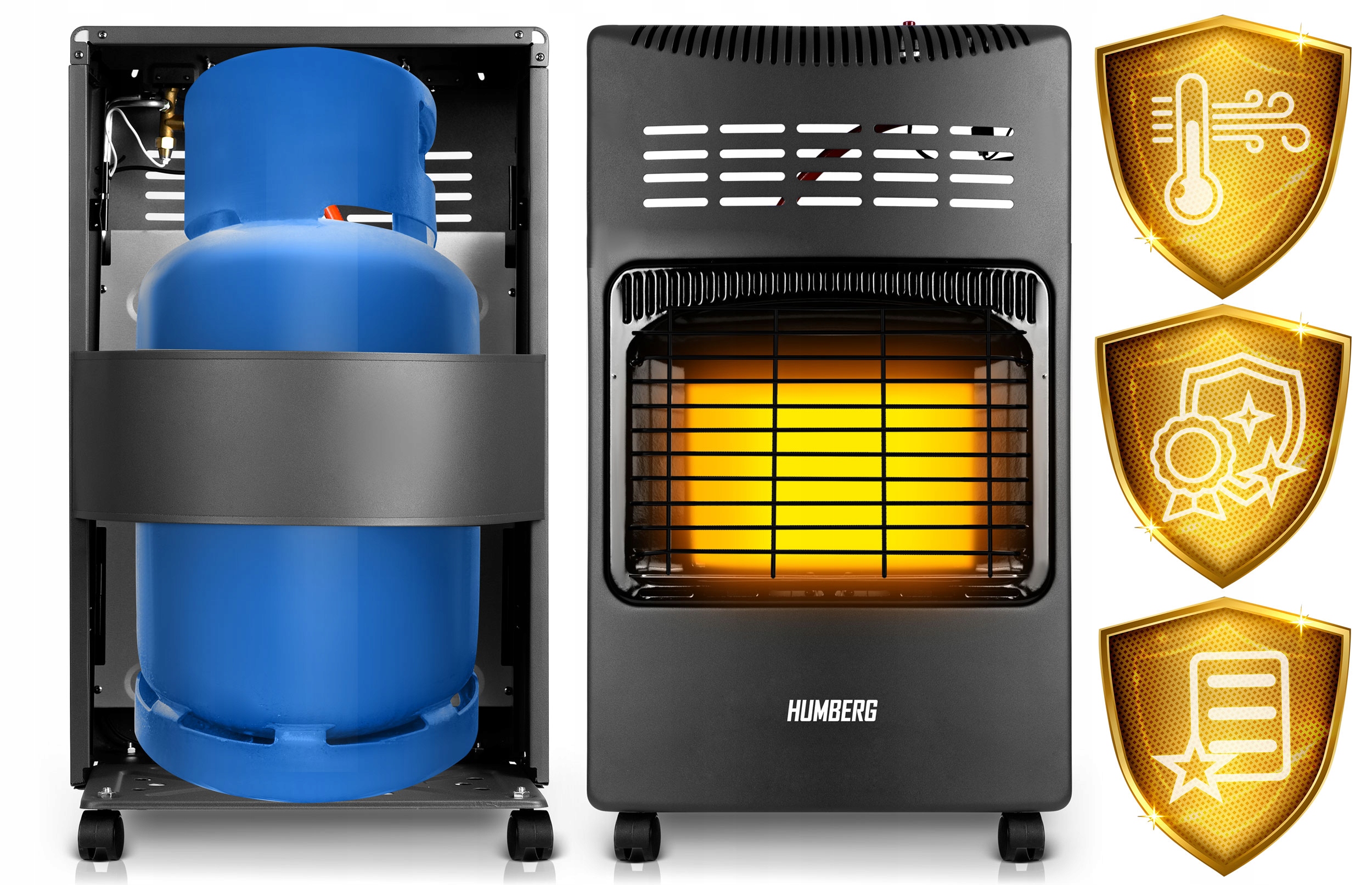 Plinski grelec Humberg HM-900, črne barve, višina 740 mm