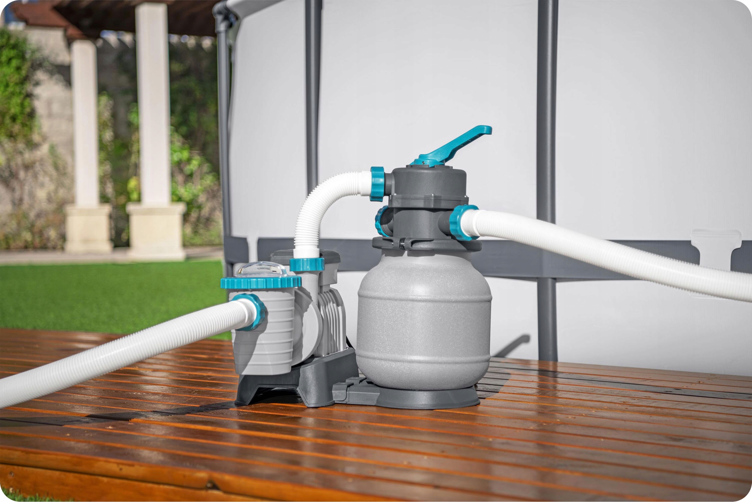 Črpalka za pesek za bazenski filter 6056 l/h + pesek 25 kg cevne spojke Bestway Kapaciteta 5678 l/h