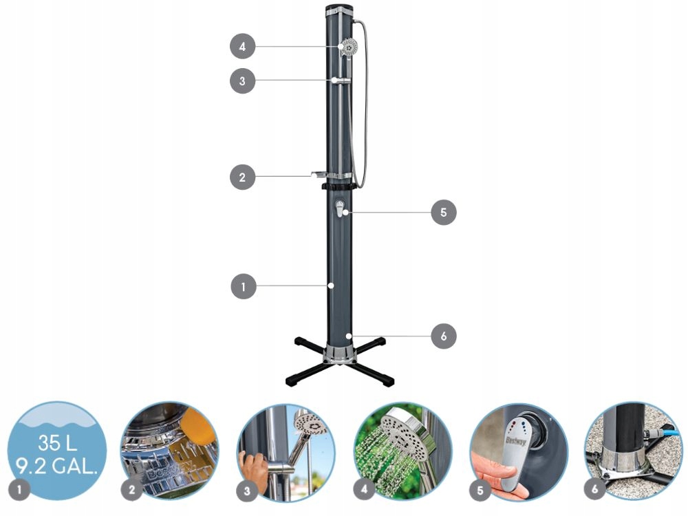 Zunanji solarni vrtni tuš 35l Bestway 58696 MODEL 2025 Originalno stanje embalaže