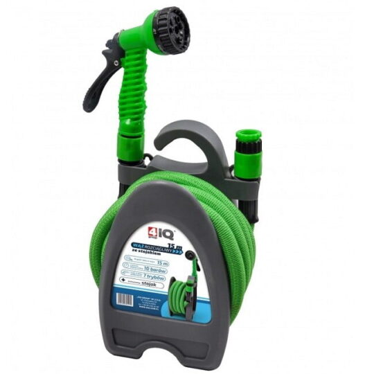 Raztegljiva vrtna cev s stojalom 15 m - 4iQ