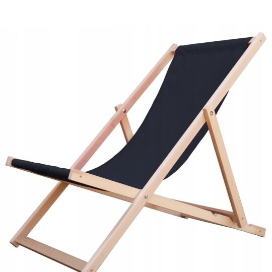 Zložljiv lesen ležalnik - Relax - črn