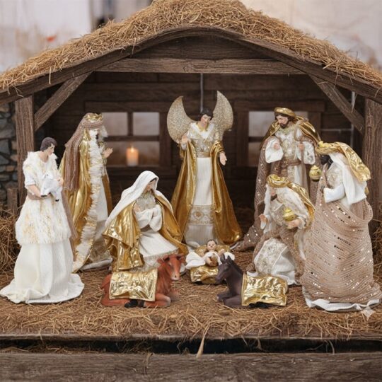 Komplet božičnih figuric - 33 cm, 10 kosov iz epoksidne smole