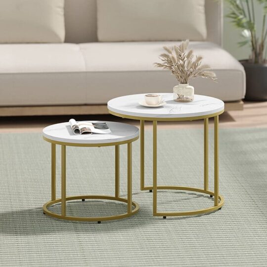 Klubska mizica - Okrogla marmorna