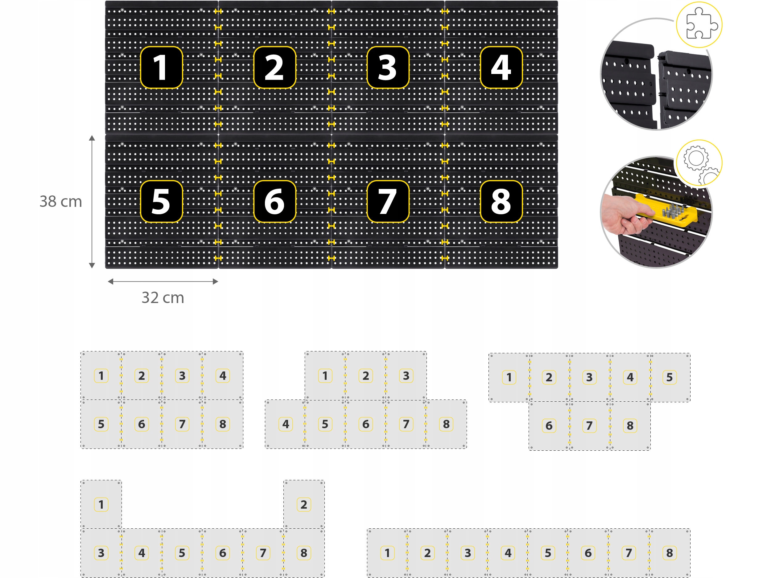 DELAVNIŠKA ORODNA PLOŠČA 128x76cm HUMBERG 54 elementov KOMPLET EAN (GTIN) 5903890630393