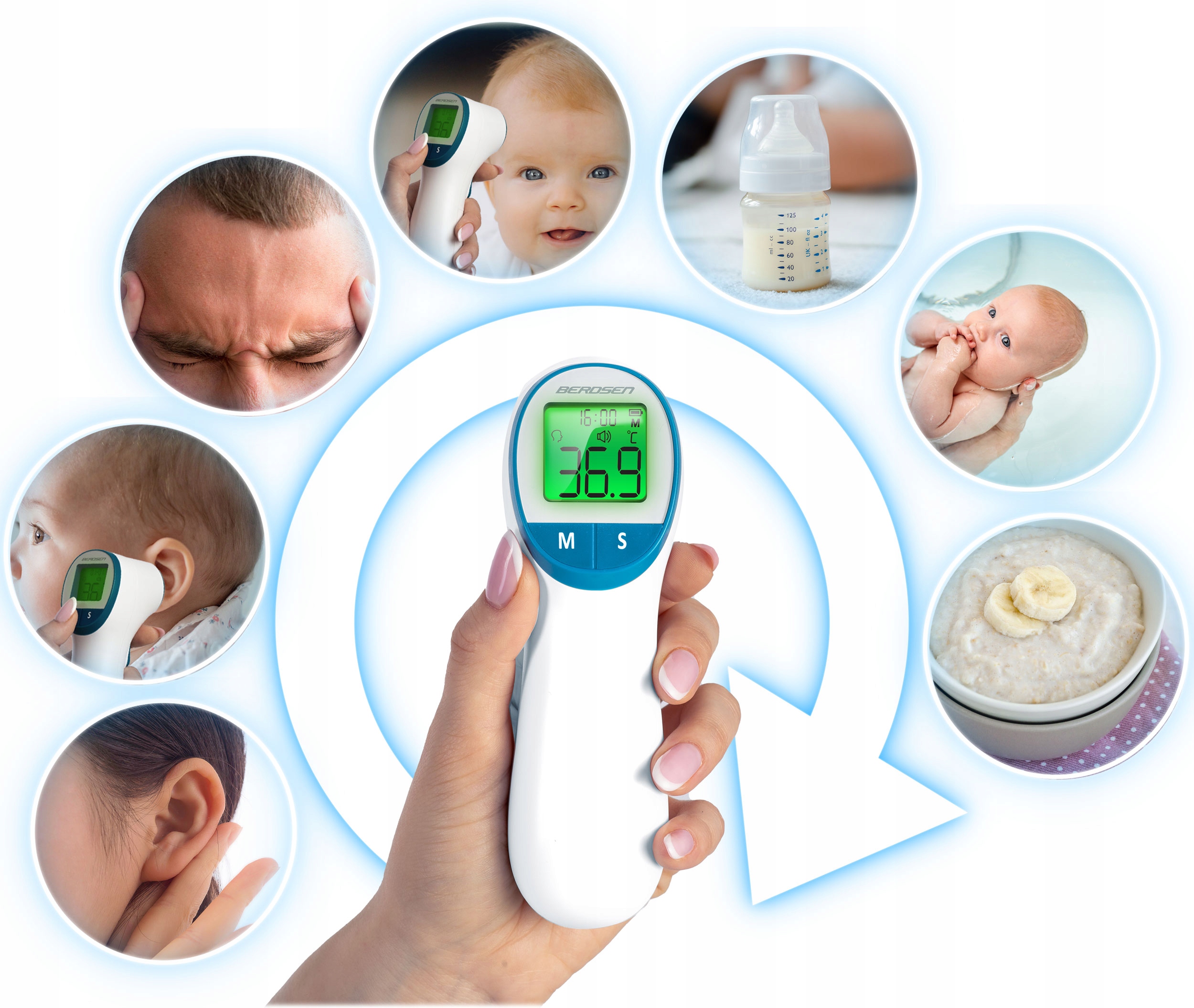 BREZKONTAKTNI INFRARDEČI TERMOMETER ELEKTRONSKI TEMPERATURNI ALARM MEDICINSKA znamka Berdsen