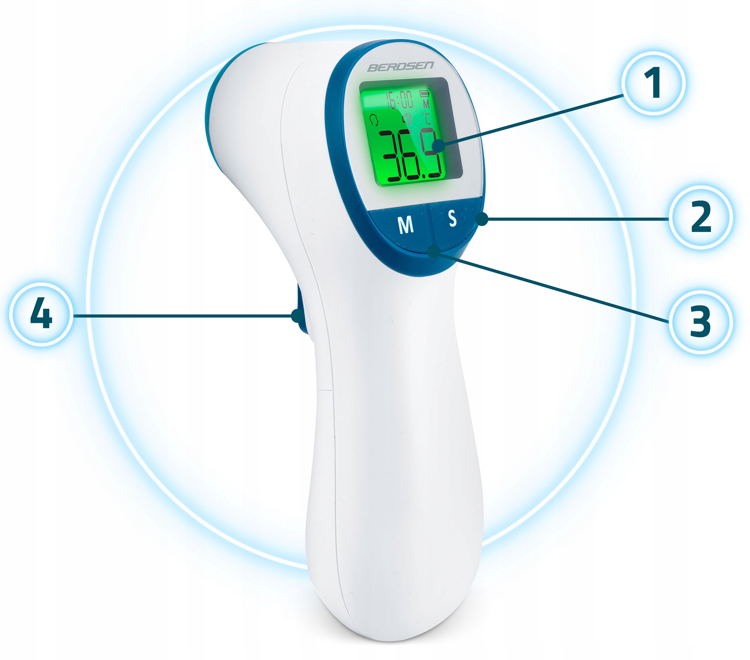 BREZKONTAKTNI INFRARDEČI TERMOMETER ELEKTRONSKI TEMPERATURNI ALARM MEDICINSKI Model BD-100