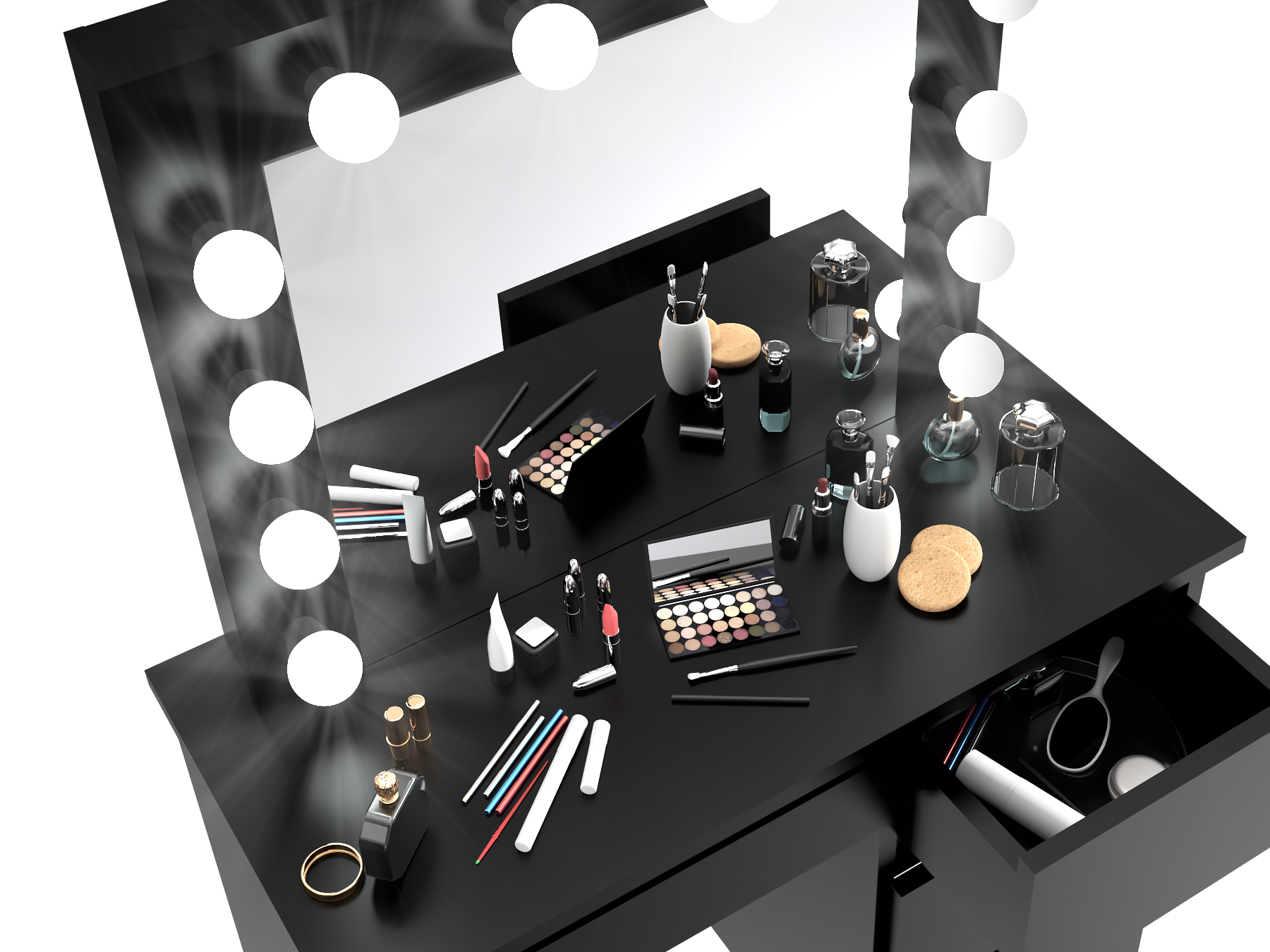 WC BETA 12 LED ČRNO OGLEDALO LIČILNICA LIČILNICA Globina pohištva 43 cm