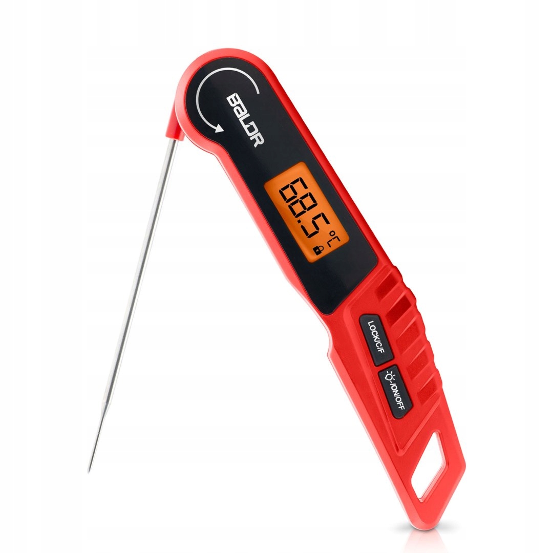 Kuhinjski termometer za meso, igličasta sonda, Baldr BD-130, rdeča barva