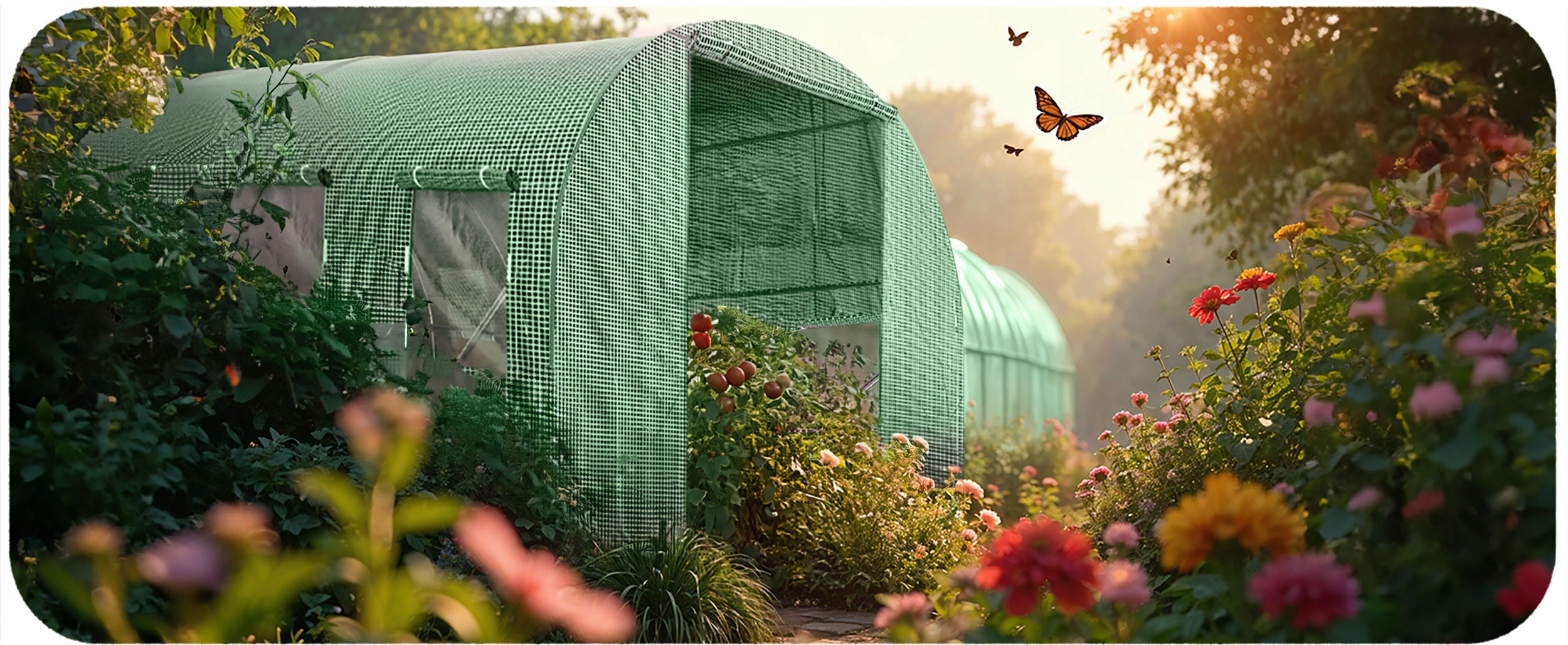 Vrtni tunel iz folije, vrtni rastlinjak, 2x4,5 m, folijski stebri, 9 m2, zelen, koda proizvajalca 4915-B