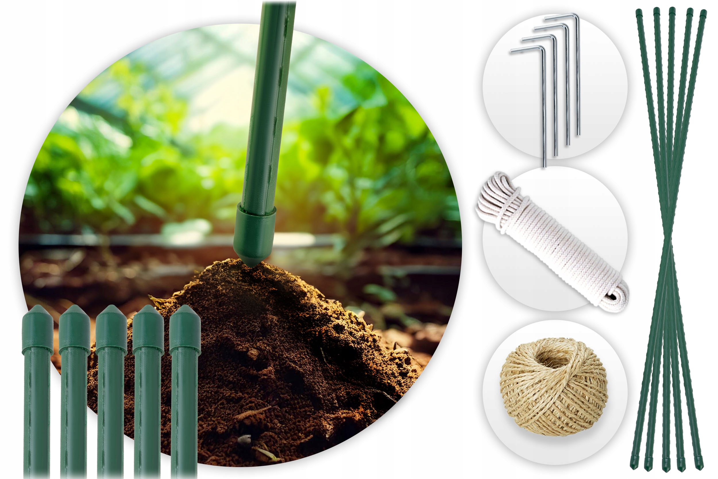 Vrtni tunel iz folije, vrtni rastlinjak, 2x4,5m, folijski stebri, 9m2, zelen, proizvajalec: Plonos