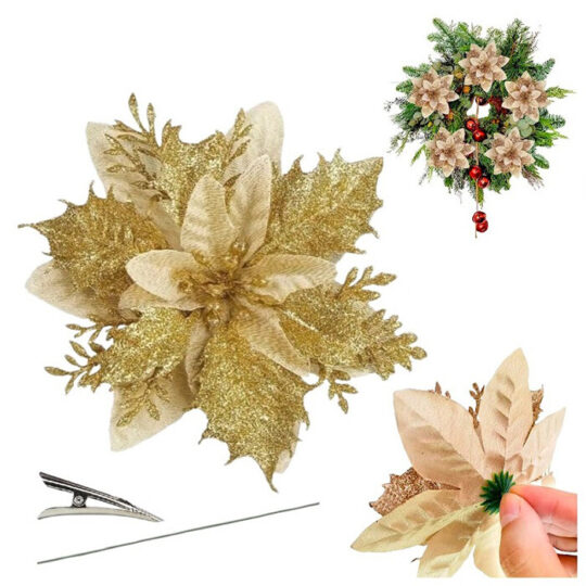 Dekorativna roža za božično drevo XXL 14 cm WOZ04