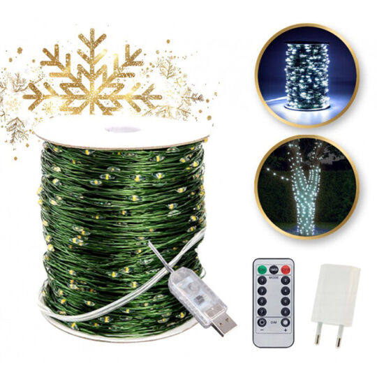 Zunanje božične lučke 1000 LED - 100m bele barve