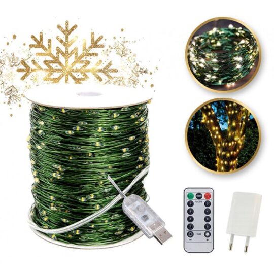 Zunanje božične lučke 1000 LED - 100m toplo bela