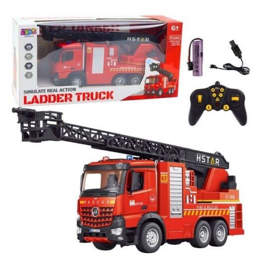 Gasilski tovornjak z lestvijo in vodo - avtomobil na daljinsko upravljanje na baterije