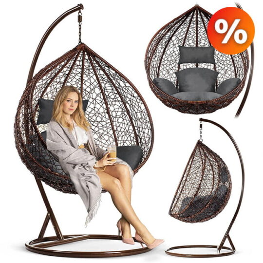 Viseči stol Cocoon - udoben rjav