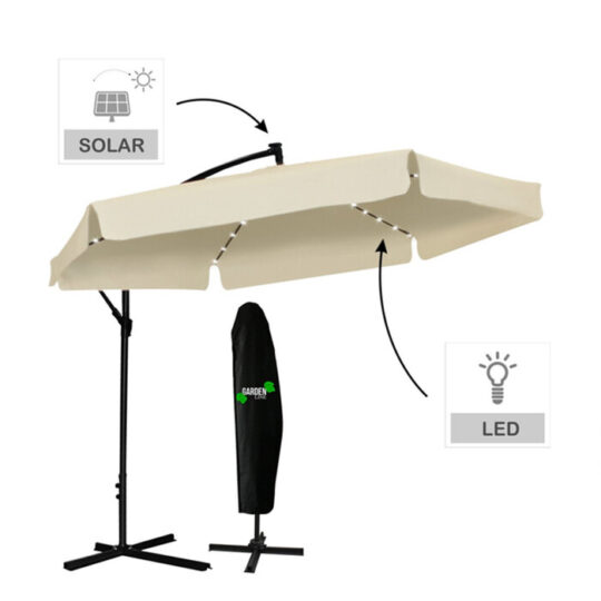 Vrtni senčnik z osvetlitvijo - 300 cm bež