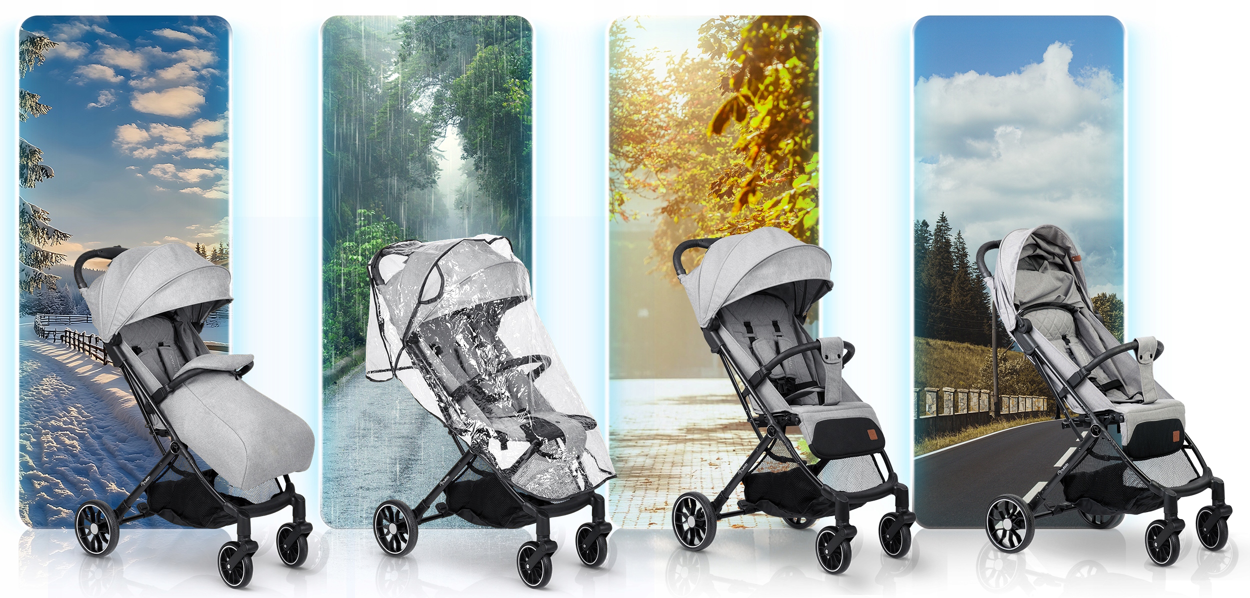 Zložljiv voziček, lahek voziček, velika kolesa, znamka Nukido