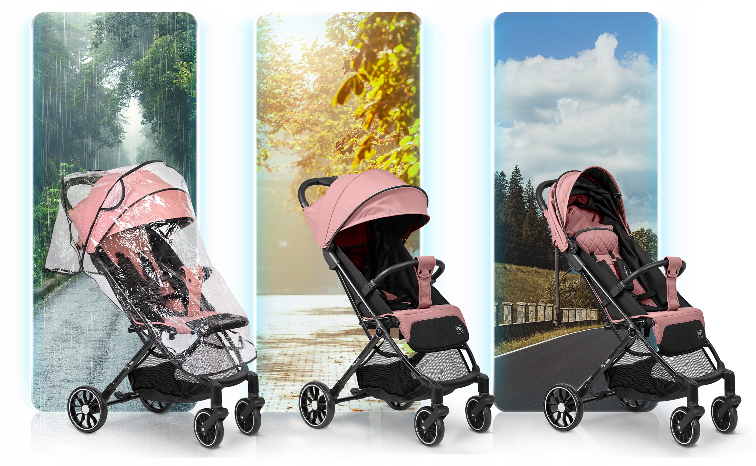 Zložljiv voziček, lahek voziček, velika kolesa, znamka Nukido