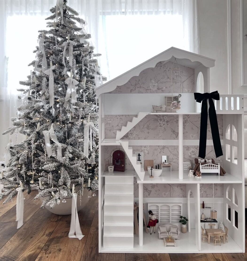 Lesena polica za igrače za otroško hišico za punčke XXL 2v1 Demi 22