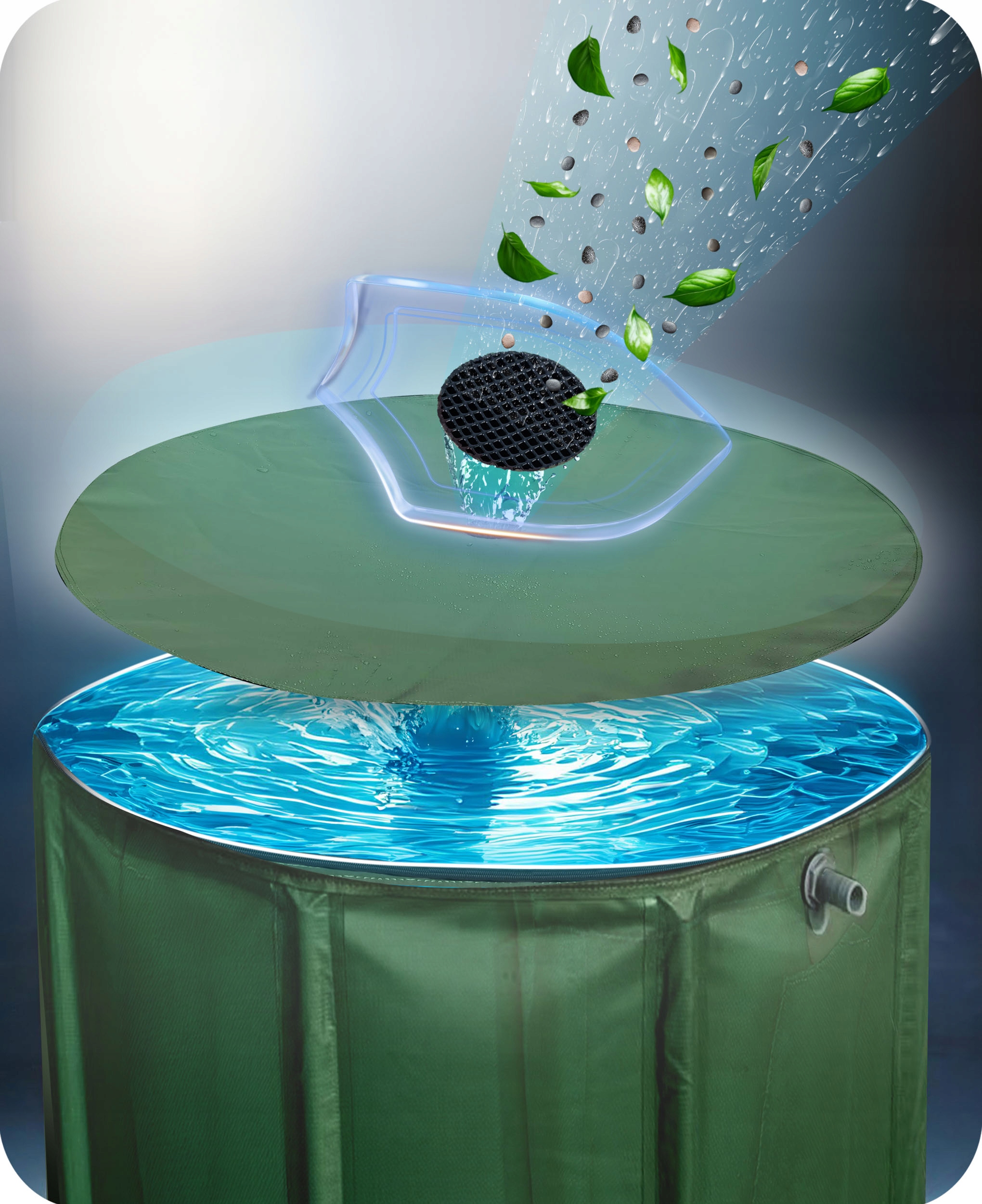 Zložljiv rezervoar za deževnico 200L Sod za žlebove PLONOS Glavni material: plastika