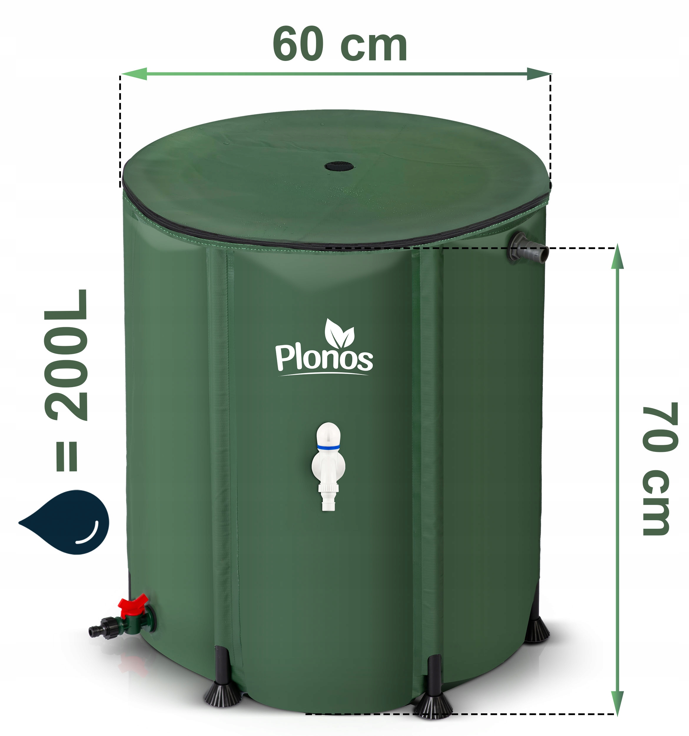 Zložljiv rezervoar za deževnico 200L Sod za žlebove PLONOS Originalno stanje embalaže
