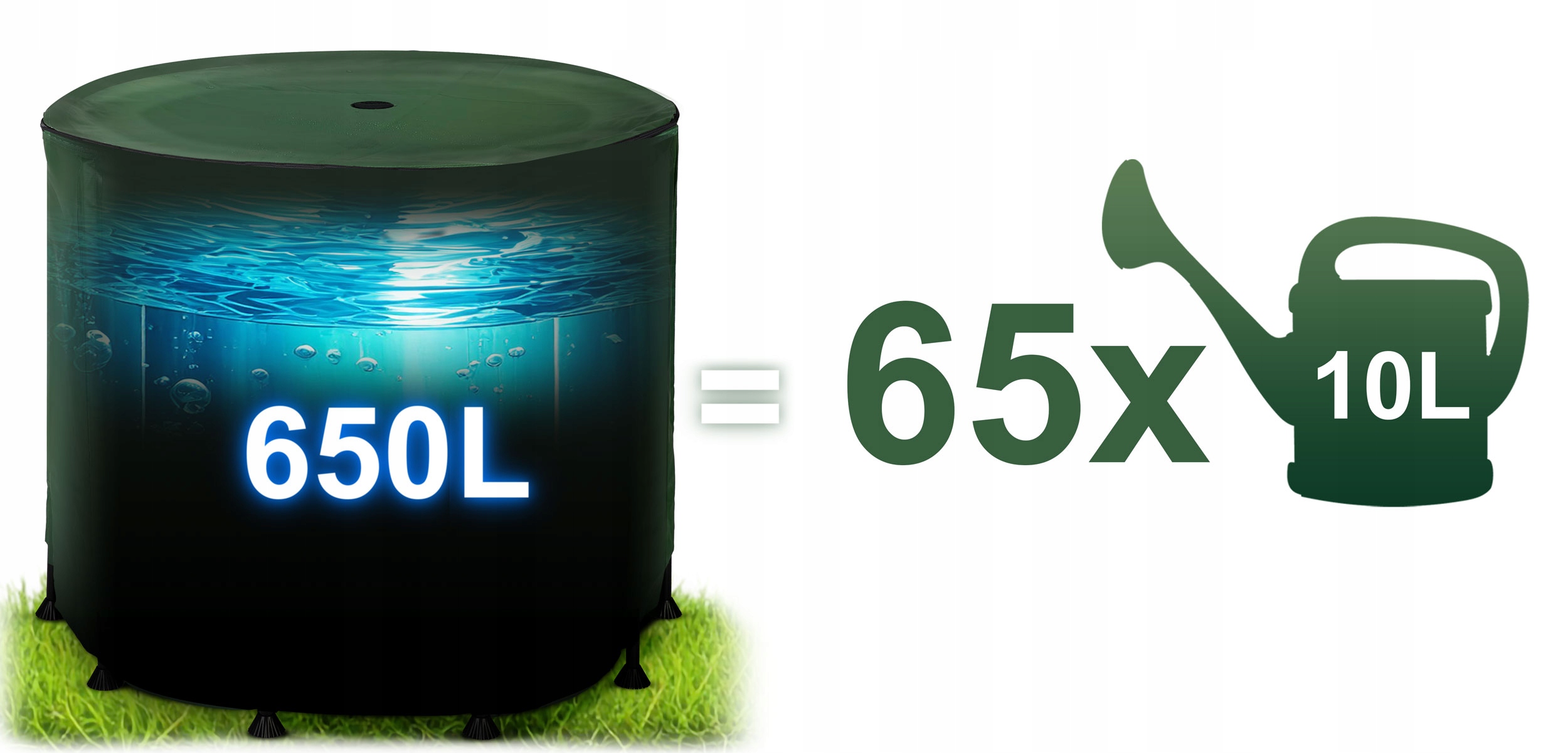 Zložljiv rezervoar za deževnico VODNI SOD iz žleba 650L PLONOS Višina izdelka 85 cm