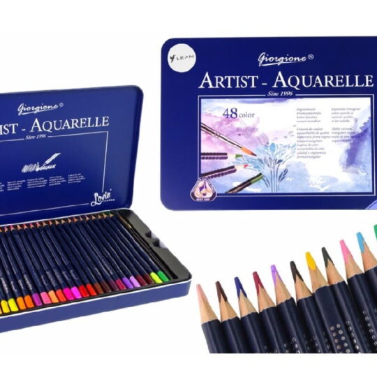 48-delni komplet vodnih barvic v kovinski škatli - 2v1 Watercolor