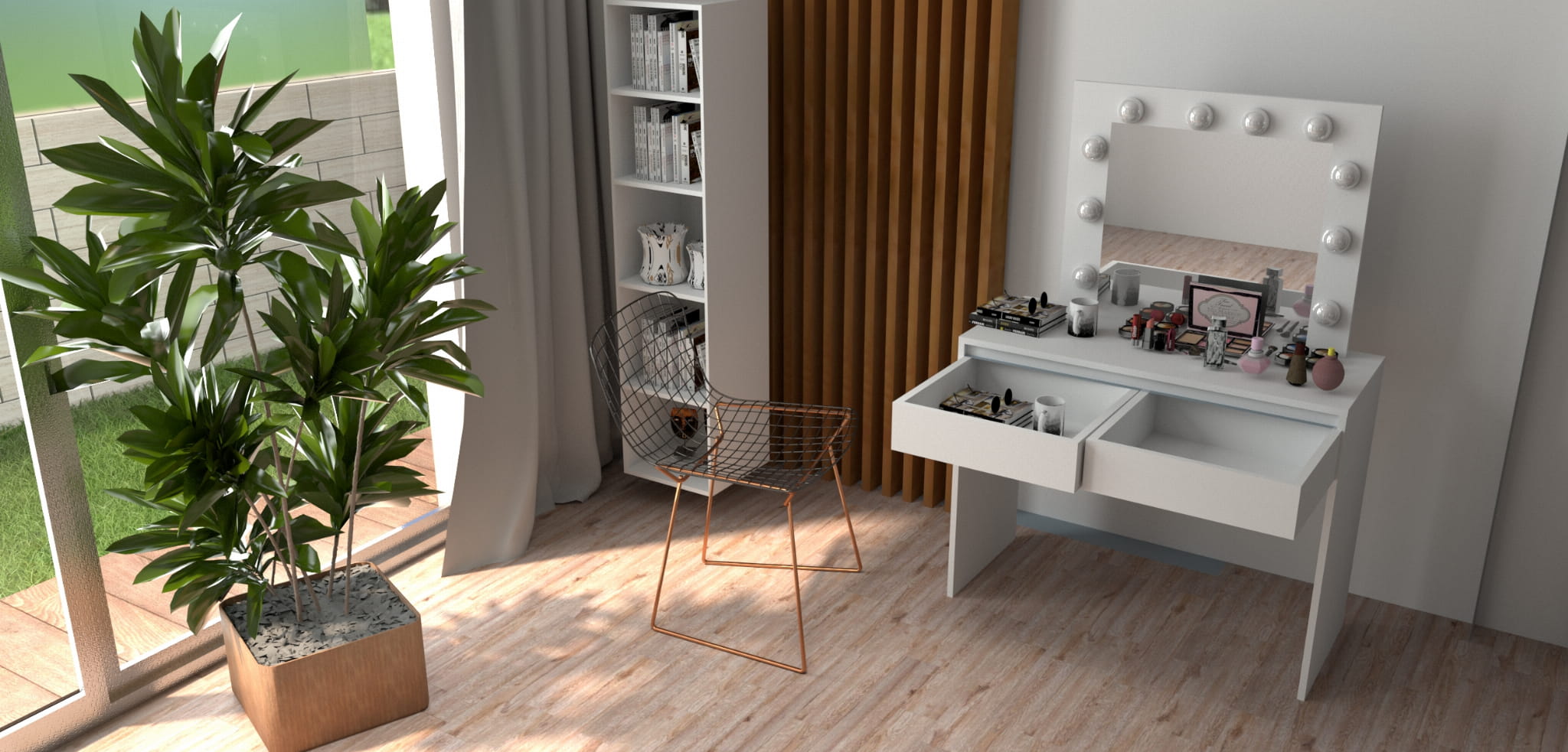 Kozmetična toaletna mizica z 10 LED lučkami