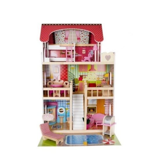 Lesena hišica za punčke z LED osvetlitvijo - Maya