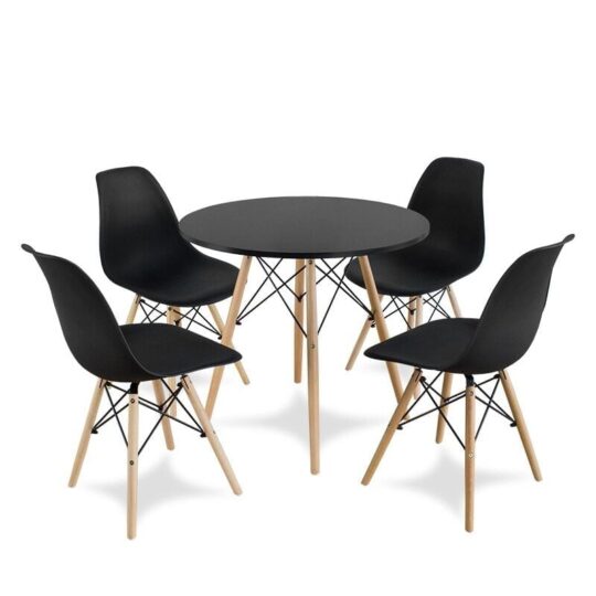 Komplet 4 stolov + miza - OSLO - črna