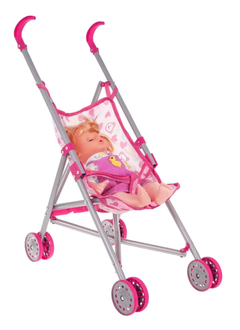 3 U 1 Set Za Lutke Ružičasti 3+ Kolica Njihalica I Ljuljačka 3