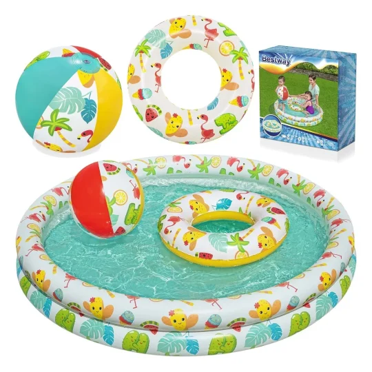 3u1 Dječji Bazen 122 X 20 Cm + KotaČ + Loptica Bestway 51124 1