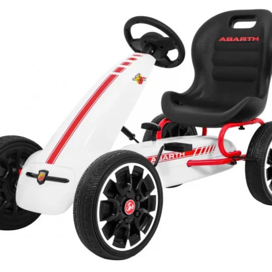 Abarth Pedalni Go Kart Za Djecu Bijeli + Eva Kotači + Ručna Kočnica + Slobodni Hod 1