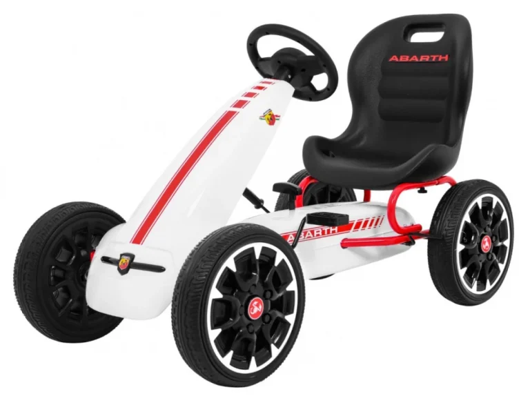 Abarth Pedalni Go Kart Za Djecu Bijeli + Eva Kotači + Ručna Kočnica + Slobodni Hod 1