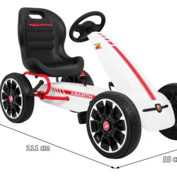 Abarth Pedalni Go Kart Za Djecu Bijeli + Eva Kotači + Ručna Kočnica + Slobodni Hod 2