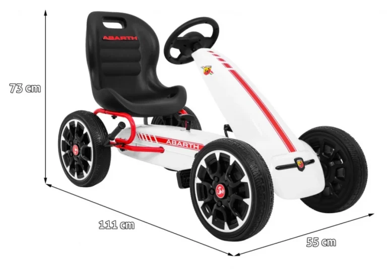Abarth Pedalni Go Kart Za Djecu Bijeli + Eva Kotači + Ručna Kočnica + Slobodni Hod 2