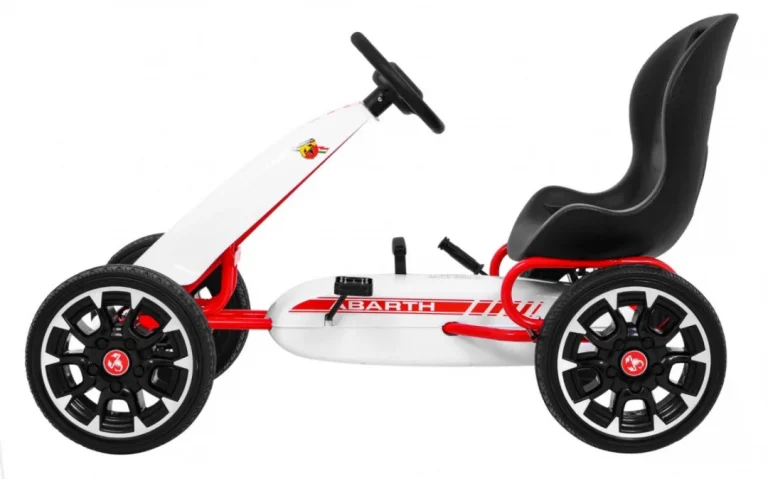 Abarth Pedalni Go Kart Za Djecu Bijeli + Eva Kotači + Ručna Kočnica + Slobodni Hod 4