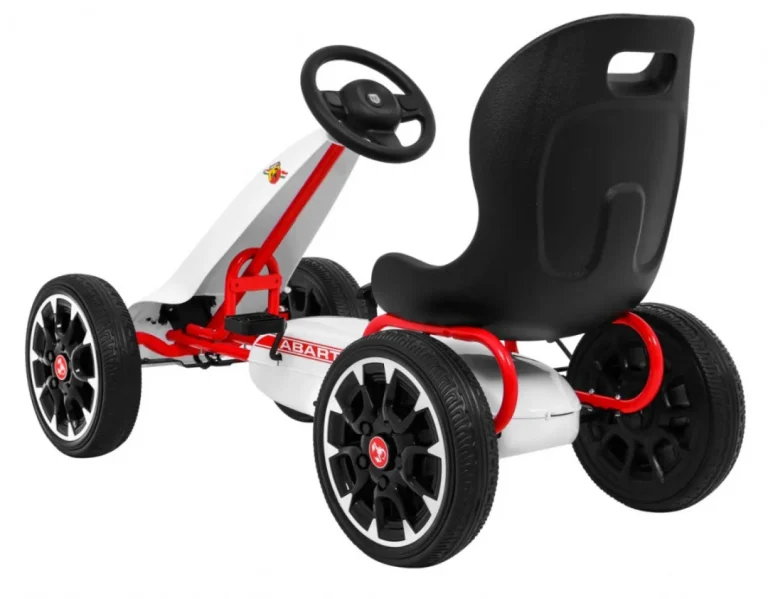 Abarth Pedalni Go Kart Za Djecu Bijeli + Eva Kotači + Ručna Kočnica + Slobodni Hod 5