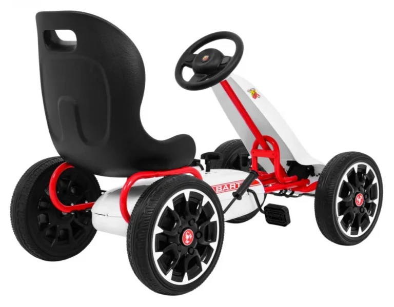 Abarth Pedalni Go Kart Za Djecu Bijeli + Eva Kotači + Ručna Kočnica + Slobodni Hod 8