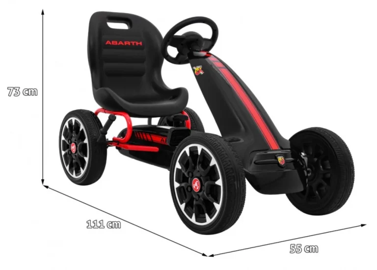 Abarth Pedalni Go Kart Za Djecu Crni + Eva Kotači + Ručna Kočnica + Slobodni Hod 2