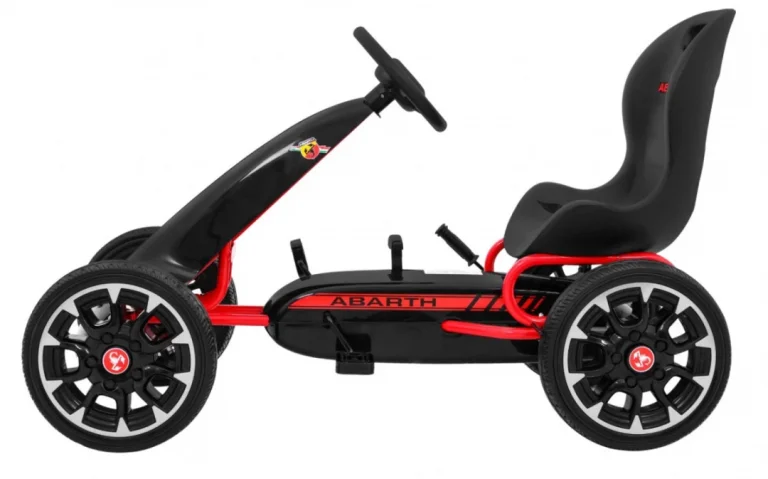 Abarth Pedalni Go Kart Za Djecu Crni + Eva Kotači + Ručna Kočnica + Slobodni Hod 4