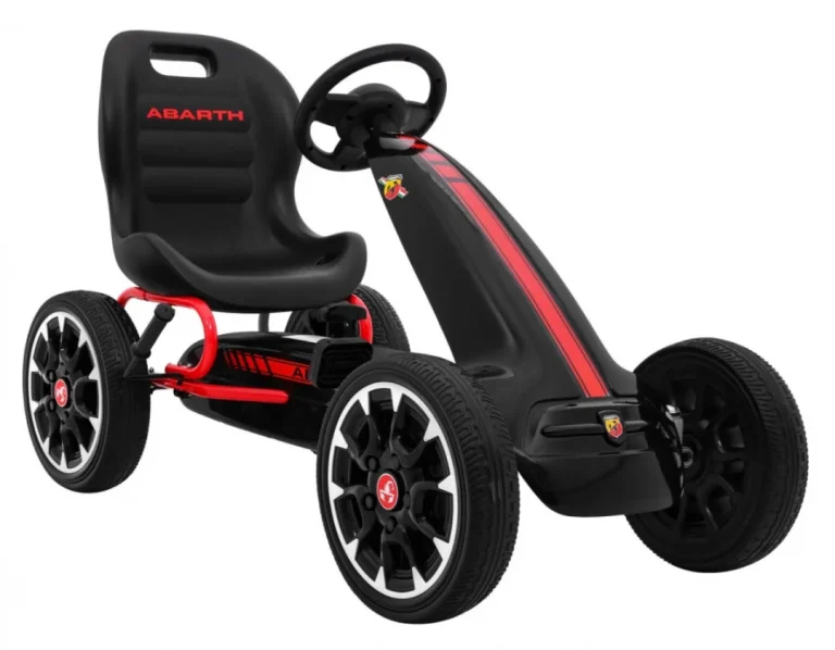 Abarth Pedalni Go Kart Za Djecu Crni + Eva Kotači + Ručna Kočnica + Slobodni Hod 9