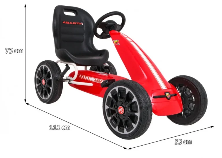 Abarth Pedalni Go Kart Za Djecu Crveni + Eva Kotači + Ručna Kočnica + Slobodni Hod 2